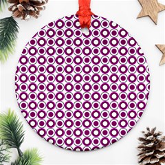 Mazipoodles Magenta White Donuts Polka Dot Round Ornament (two Sides)