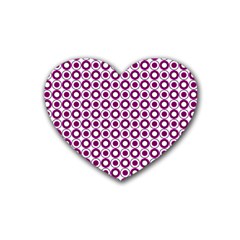 Mazipoodles Magenta White Donuts Polka Dot Rubber Heart Coaster (4 Pack) by Mazipoodles