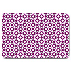 Mazipoodles Magenta White Donuts Polka Dot Large Doormat by Mazipoodles