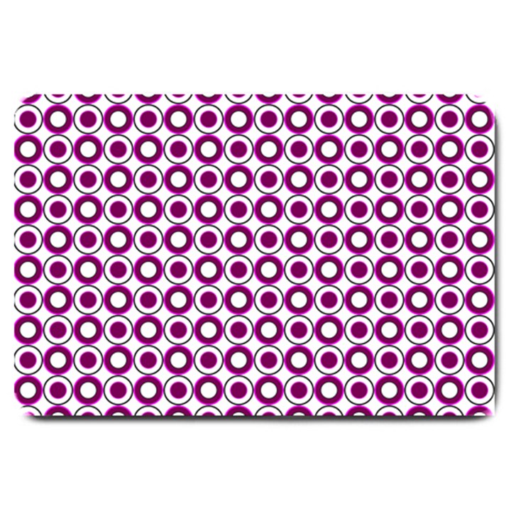 Mazipoodles Magenta White Donuts Polka Dot Large Doormat