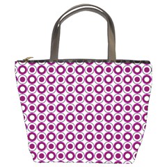 Mazipoodles Magenta White Donuts Polka Dot Bucket Bag by Mazipoodles