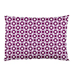 Mazipoodles Magenta White Donuts Polka Dot Pillow Case by Mazipoodles