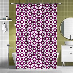 Mazipoodles Magenta White Donuts Polka Dot Shower Curtain 48  X 72  (small)  by Mazipoodles