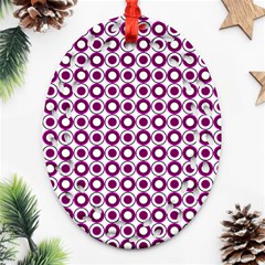 Mazipoodles Magenta White Donuts Polka Dot Ornament (oval Filigree)