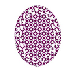 Mazipoodles Magenta White Donuts Polka Dot Oval Filigree Ornament (two Sides) by Mazipoodles