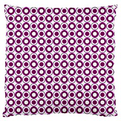 Mazipoodles Magenta White Donuts Polka Dot Large Cushion Case (one Side) by Mazipoodles