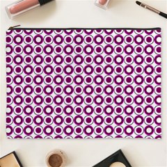 Mazipoodles Magenta White Donuts Polka Dot Cosmetic Bag (xxxl) by Mazipoodles