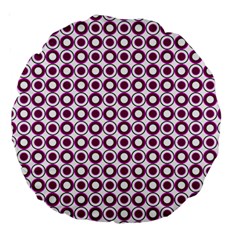 Mazipoodles Magenta White Donuts Polka Dot Large 18  Premium Round Cushions by Mazipoodles