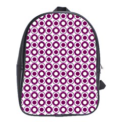 Mazipoodles Magenta White Donuts Polka Dot School Bag (xl) by Mazipoodles