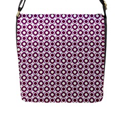 Mazipoodles Magenta White Donuts Polka Dot Flap Closure Messenger Bag (l) by Mazipoodles