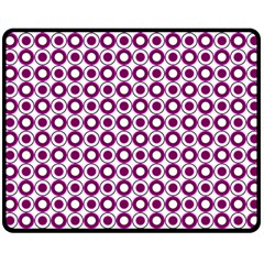 Mazipoodles Magenta White Donuts Polka Dot Two Sides Fleece Blanket (medium) by Mazipoodles