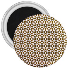 Mazipoodles Olive White Donuts Polka Dot 3  Magnets by Mazipoodles