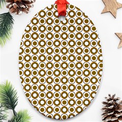 Mazipoodles Olive White Donuts Polka Dot Ornament (oval) by Mazipoodles