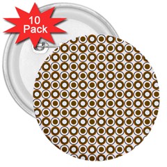 Mazipoodles Olive White Donuts Polka Dot 3  Buttons (10 Pack)  by Mazipoodles