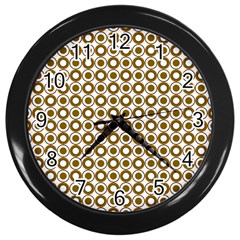 Mazipoodles Olive White Donuts Polka Dot Wall Clock (black) by Mazipoodles