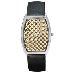 Mazipoodles Olive White Donuts Polka Dot Barrel Style Metal Watch by Mazipoodles