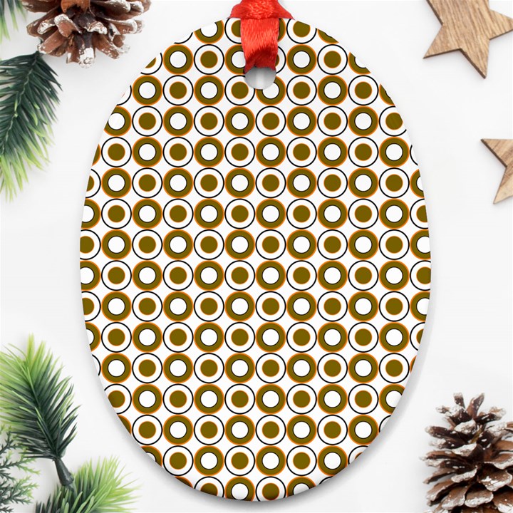 Mazipoodles Olive White Donuts Polka Dot Oval Ornament (Two Sides)