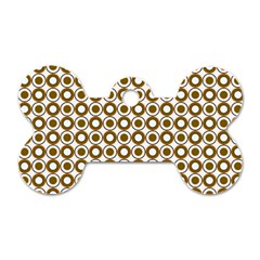 Mazipoodles Olive White Donuts Polka Dot Dog Tag Bone (one Side) by Mazipoodles