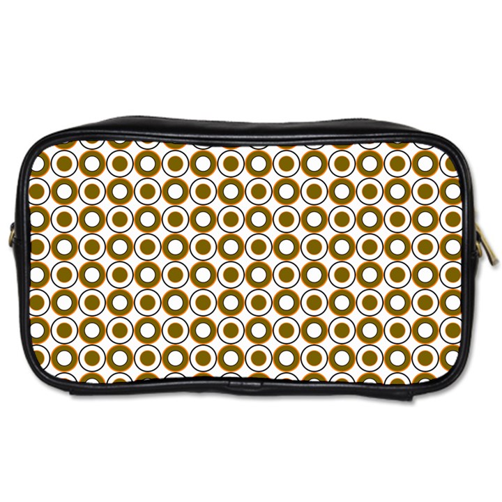 Mazipoodles Olive White Donuts Polka Dot Toiletries Bag (Two Sides)