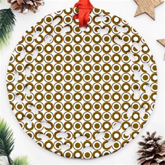 Mazipoodles Olive White Donuts Polka Dot Ornament (round Filigree)