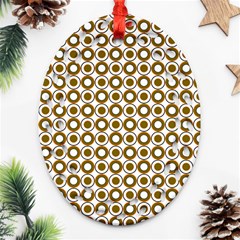 Mazipoodles Olive White Donuts Polka Dot Ornament (oval Filigree)