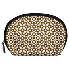 Mazipoodles Olive White Donuts Polka Dot Accessory Pouch (large) by Mazipoodles