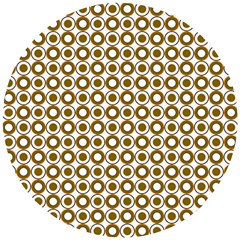 Mazipoodles Olive White Donuts Polka Dot Wooden Puzzle Round by Mazipoodles