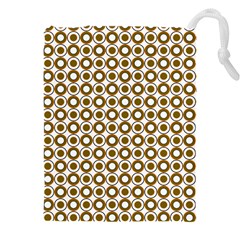 Mazipoodles Olive White Donuts Polka Dot Drawstring Pouch (4xl) by Mazipoodles