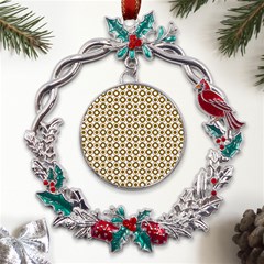 Mazipoodles Olive White Donuts Polka Dot Metal X mas Wreath Holly Leaf Ornament