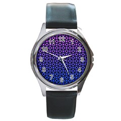 Mazipoodles Purple Pink Gradient Donuts Polka Dot Round Metal Watch by Mazipoodles