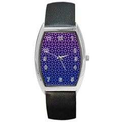 Mazipoodles Purple Pink Gradient Donuts Polka Dot Barrel Style Metal Watch by Mazipoodles