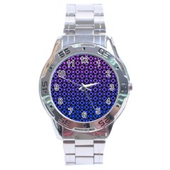 Mazipoodles Purple Pink Gradient Donuts Polka Dot Stainless Steel Analogue Watch by Mazipoodles