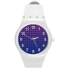 Mazipoodles Purple Pink Gradient Donuts Polka Dot Round Plastic Sport Watch (m) by Mazipoodles