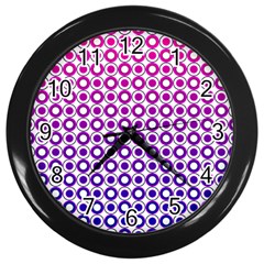 Mazipoodles Pink Purple White Gradient Donuts Polka Dot  Wall Clock (black) by Mazipoodles