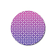 Mazipoodles Pink Purple White Gradient Donuts Polka Dot  Rubber Round Coaster (4 Pack) by Mazipoodles