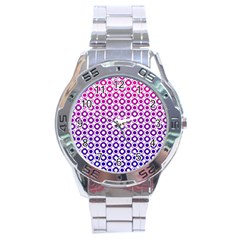 Mazipoodles Pink Purple White Gradient Donuts Polka Dot  Stainless Steel Analogue Watch by Mazipoodles