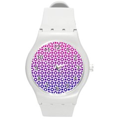 Mazipoodles Pink Purple White Gradient Donuts Polka Dot  Round Plastic Sport Watch (m) by Mazipoodles