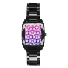 Mazipoodles Pink Purple White Gradient Donuts Polka Dot  Stainless Steel Barrel Watch by Mazipoodles