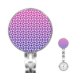 Mazipoodles Pink Purple White Gradient Donuts Polka Dot  Stainless Steel Nurses Watch by Mazipoodles