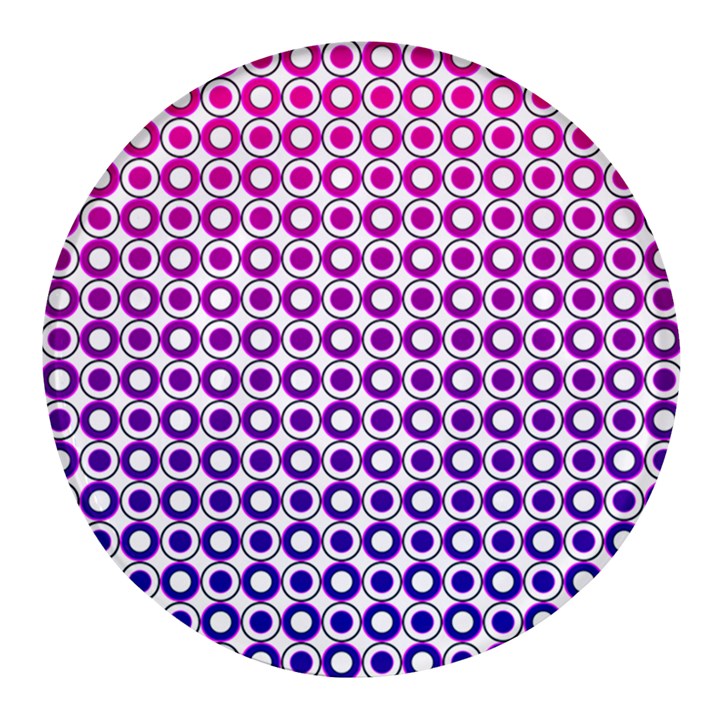 Mazipoodles Pink Purple White Gradient Donuts Polka Dot  Round Glass Fridge Magnet (4 pack)