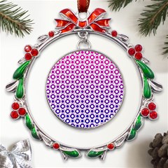 Mazipoodles Pink Purple White Gradient Donuts Polka Dot  Metal X mas Wreath Ribbon Ornament