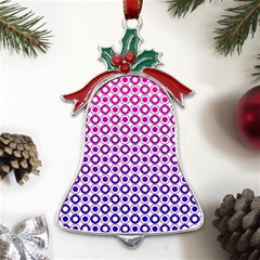 Mazipoodles Pink Purple White Gradient Donuts Polka Dot  Metal Holly Leaf Bell Ornament