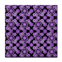 Bitesize Flowers Pearls And Donuts Lilac Black Tile Coaster by Mazipoodles