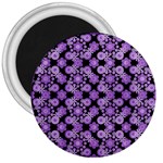 Bitesize Flowers Pearls And Donuts Lilac Black 3  Magnets Front