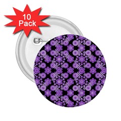 Bitesize Flowers Pearls And Donuts Lilac Black 2 25  Buttons (10 Pack)  by Mazipoodles