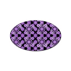 Bitesize Flowers Pearls And Donuts Lilac Black Sticker Oval (100 Pack) by Mazipoodles