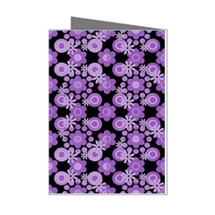 Bitesize Flowers Pearls And Donuts Lilac Black Mini Greeting Cards (pkg Of 8) by Mazipoodles