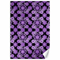 Bitesize Flowers Pearls And Donuts Lilac Black Canvas 12  X 18  by Mazipoodles