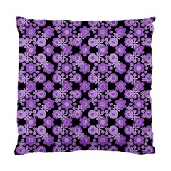 Bitesize Flowers Pearls And Donuts Lilac Black Standard Cushion Case (one Side) by Mazipoodles