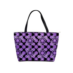 Bitesize Flowers Pearls And Donuts Lilac Black Classic Shoulder Handbag by Mazipoodles